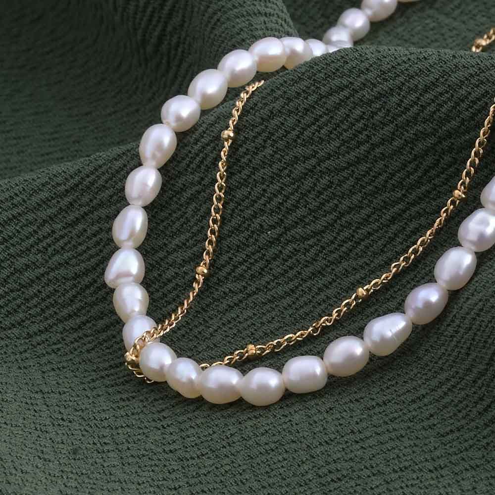Pearl Chain Two Layer Necklace