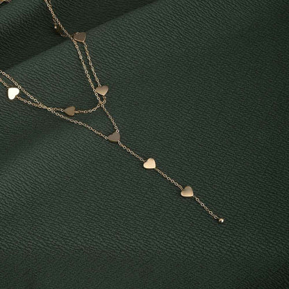 Two-Layered Heart Charm Necklace