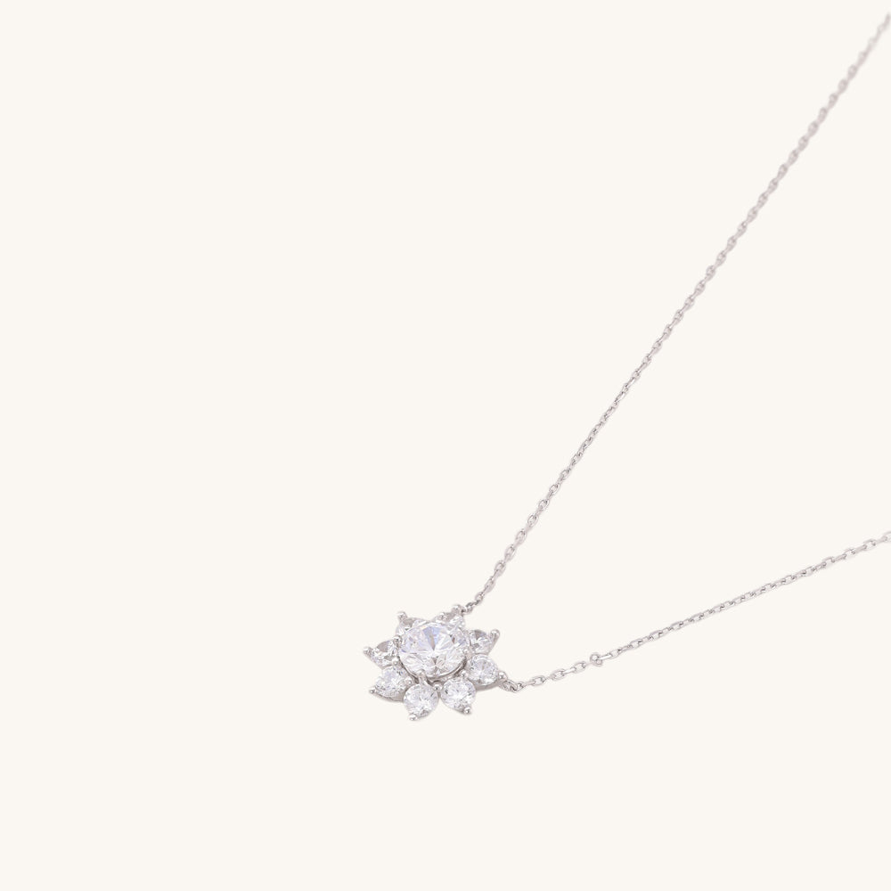 Flower Solitaire Necklace- 925 Silver