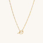 Circle T-Bar Necklace- 18k Gold Vermeil
