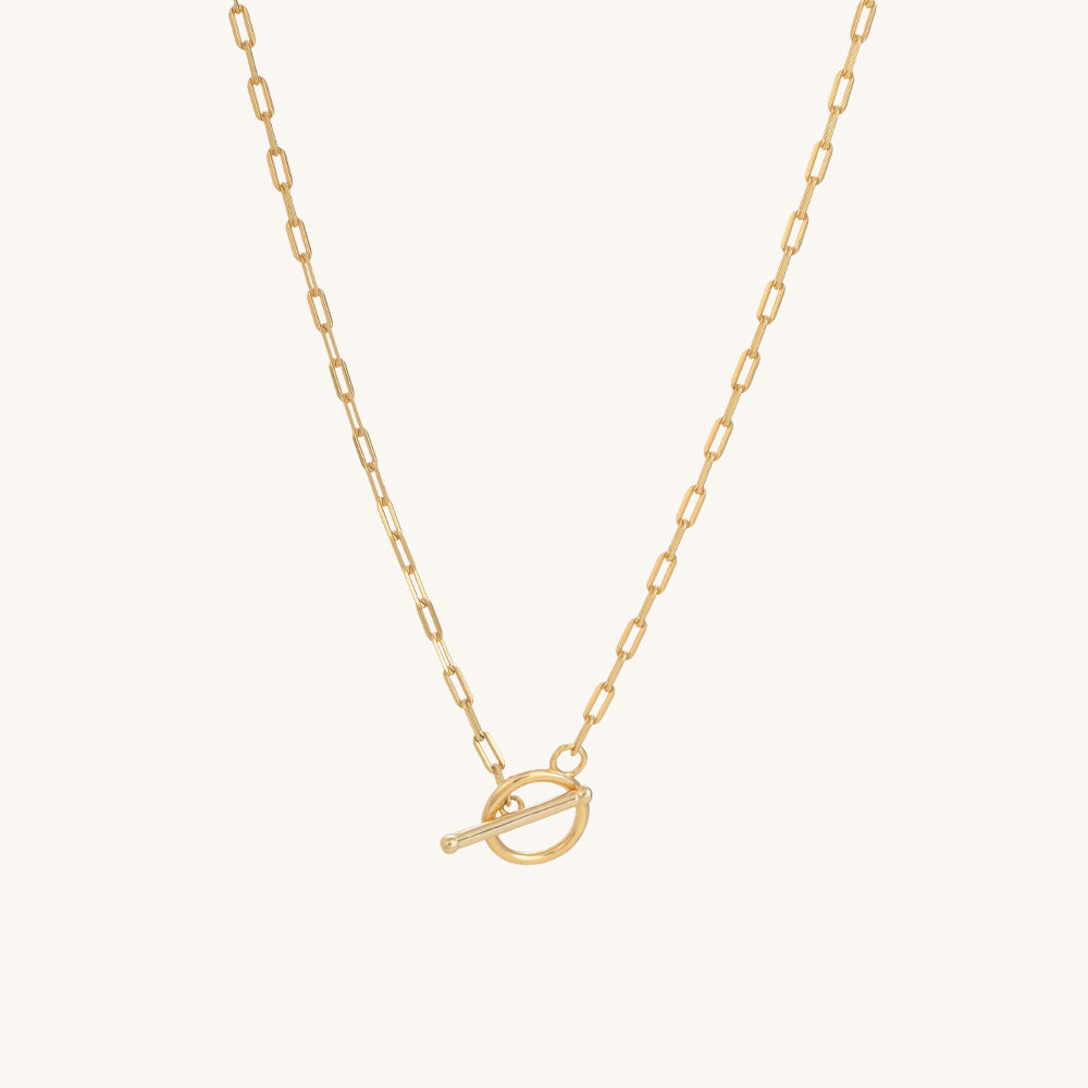 Circle T-Bar Necklace- 18k Gold Vermeil