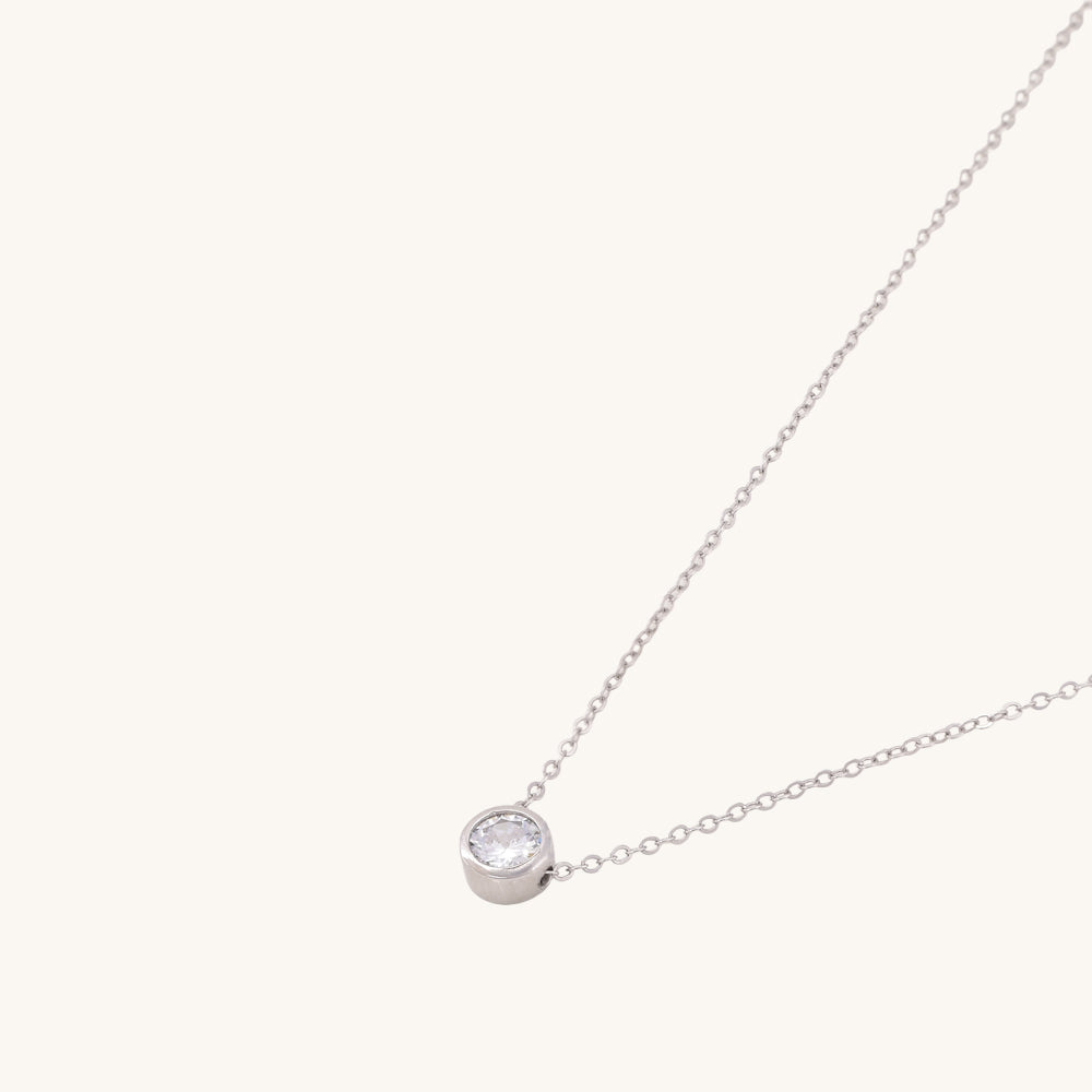 Circle Diamond Necklace- 925 Silver Hallmarked