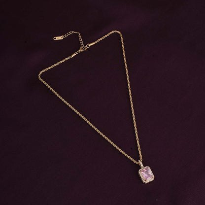 Pink Emerald Geometric Pendant