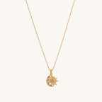 Round Sun Moon Zircon Pendant Necklace