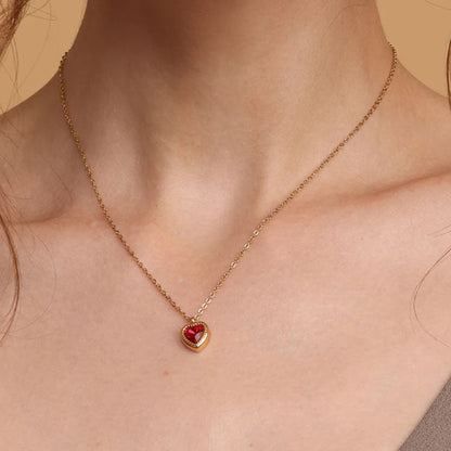 Red Emerald Heart Pendant Necklace