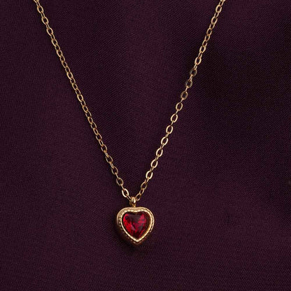 Red Emerald Heart Pendant Necklace