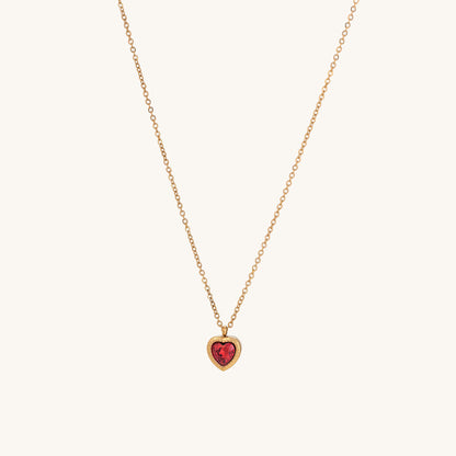 Red Emerald Heart Pendant Necklace & Pink Enchantment Bangle Bracelet Combo Set