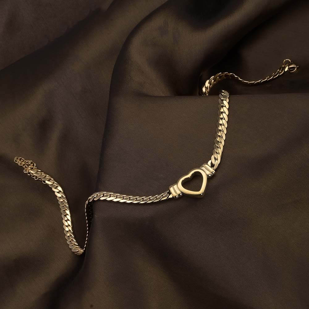 Cuban Chain Hollow Heart Necklace
