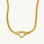Chunky Small Bracelet & Cuban Chain Hollow Heart Necklace Combo Set