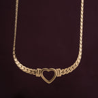 Cuban Chain Hollow Heart Necklace