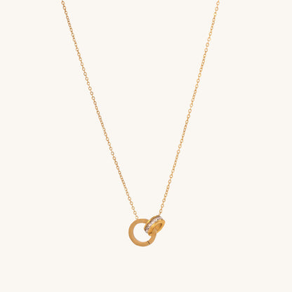 Double Ring Shape Crystal Necklace