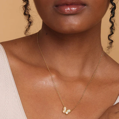 Little Butterfly Necklace & Flat Wire Bangle Bracelet Combo Set