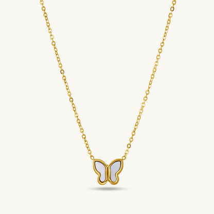 Little Butterfly Necklace & Flat Wire Bangle Bracelet Combo Set