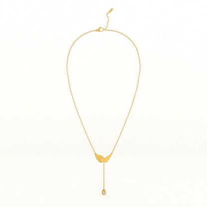 Angel Wing Dangling Diamond Necklace