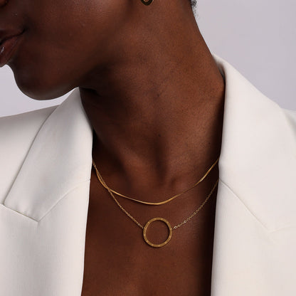 Circle Ring Double Layer Necklace & Infinity Charm Bracelet Combo Set