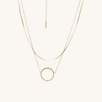 Circle Ring Double Layer Necklace & Tiny Plates Bracelet Combo Set