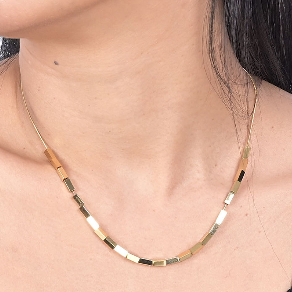 Cuboid Metalic Beads Necklace