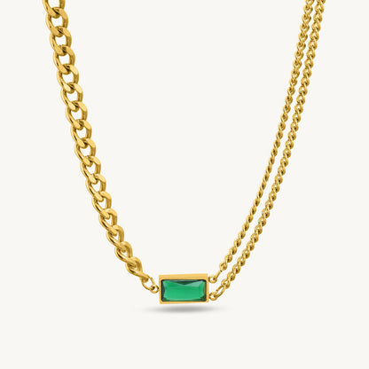 Emerald Thick & Double Thin Curb Chain Stackable Necklace