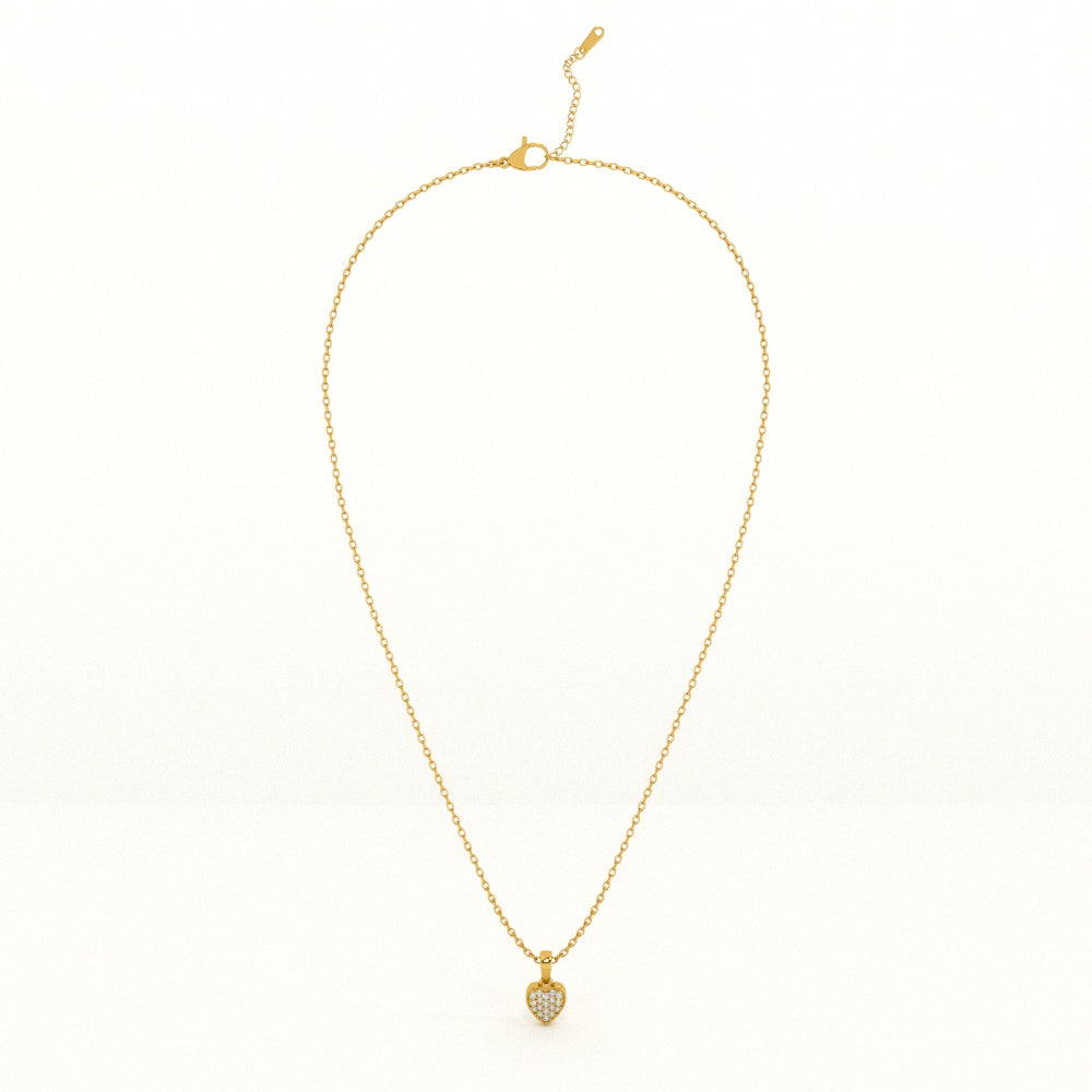 Cute Heart Diamond Necklace | 18k Gold Vermeil