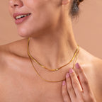 Double Chain Delight Necklace & Classic Textured Hoops Combo Set