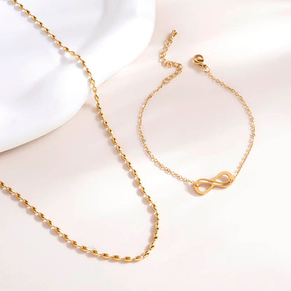 Gold Beaded Necklace & Infinity Charm Bracelet Combo Set