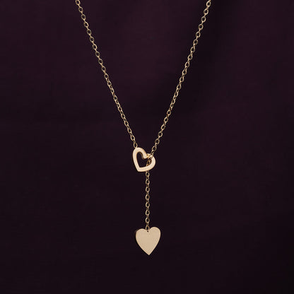 Two Heart Gold Lariat Necklace