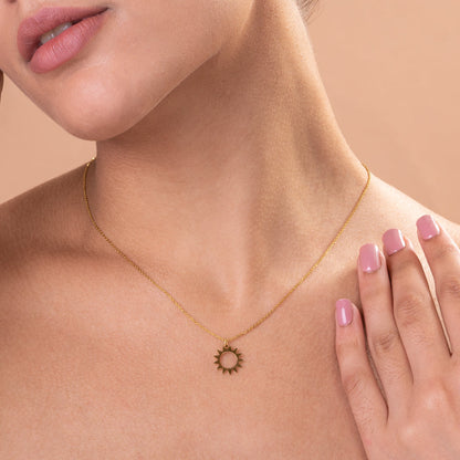 Gold Sun Pendant Necklace
