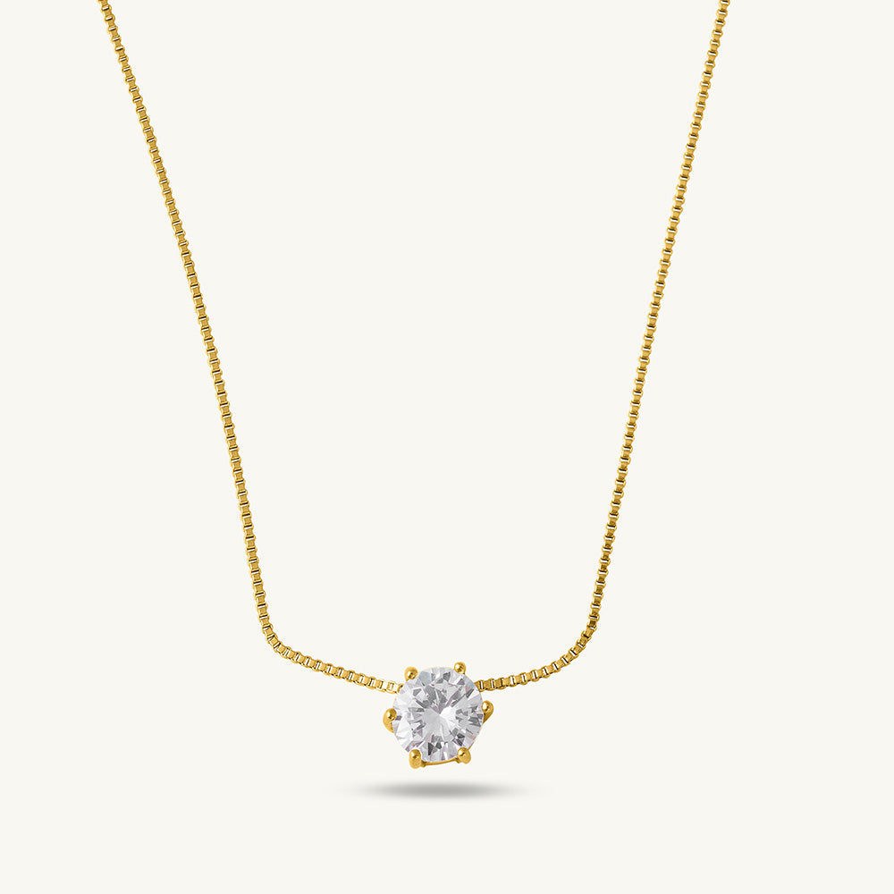 Multi Stone Q Clasp Bracelet & Round Solitaire Necklace Combo Set