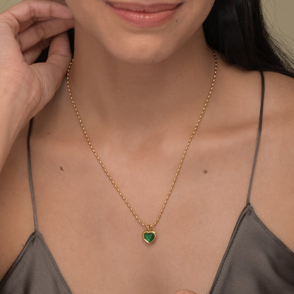 Oval Beaded Heart Pendant Necklace