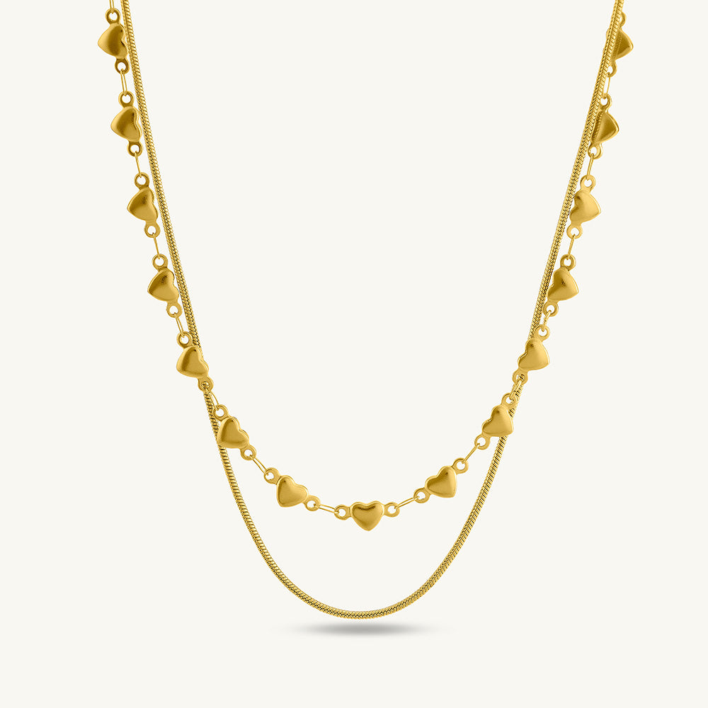 Cute Heart Bracelet & Love Embrace Two Layered Necklace Combo Set