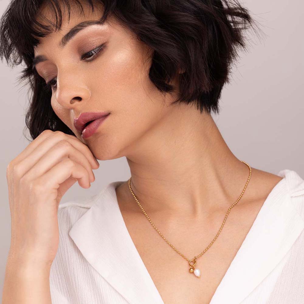 Dainty Beaded Pearl Chain & Nail Bangle Bracelet Combo Set