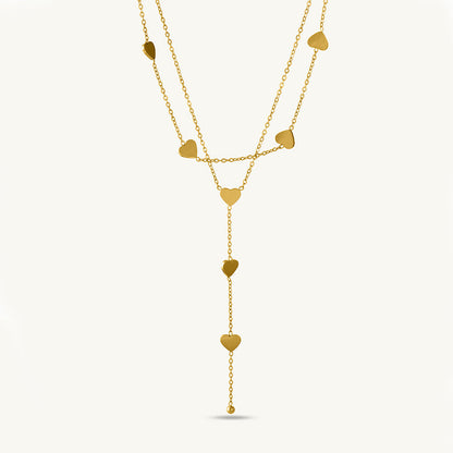Two-Layered Heart Charm Necklace