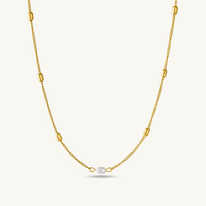 Single Pearl Necklace & Athena Solitaire Hoop Earrings Jewellery Set