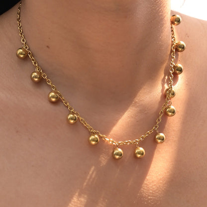 Beaded Grace Necklace & Plain Ball Stud Earrings Combo Set