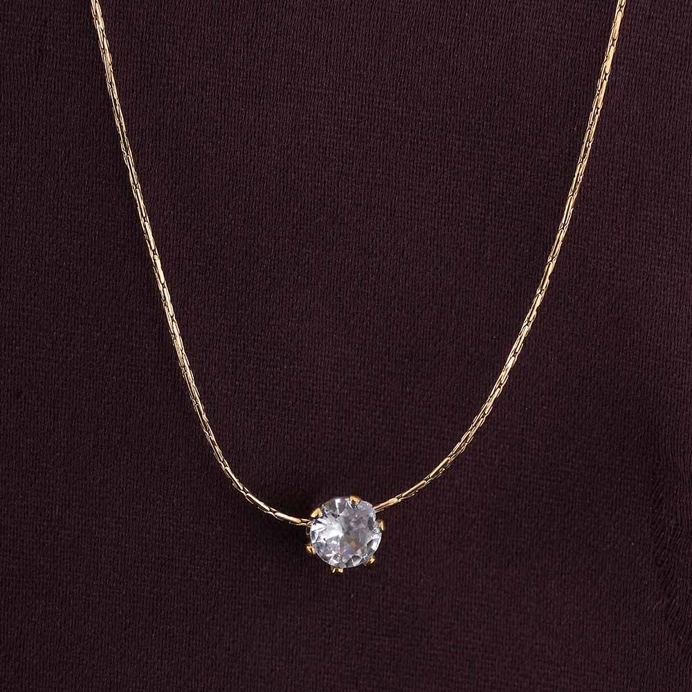 Delicate Diamond Studded Necklace & Dainty Solitaire Ring Gift set