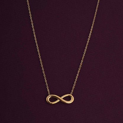Golden Infinity Necklace & Dainty Black Stone Chain Ring Gift set