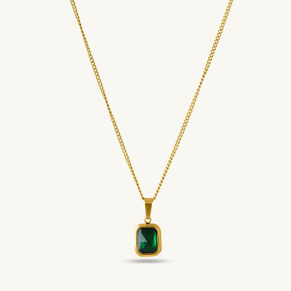 Emerald Hoop Earrings & Classic Emerald Necklace Jewellery Set