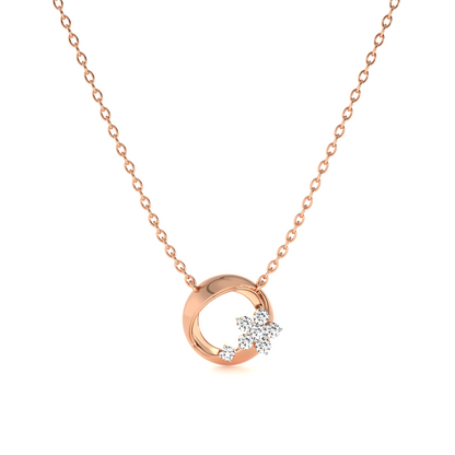 Gilded Petal Orbit 9KT Gold Lab Grown Diamond Necklace