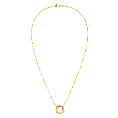 Gilded Petal Orbit 9KT Gold Lab Grown Diamond Necklace