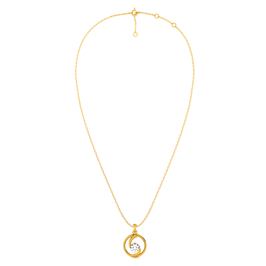 Spiral Glow 9KT Gold Lab Grown Diamond Pendant Necklace