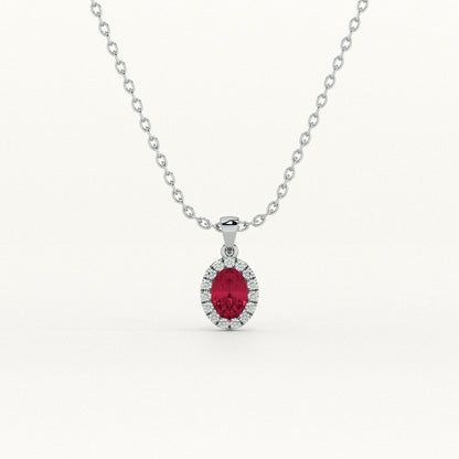 Oval Ruby Glow 925 Sterling Silver Necklace