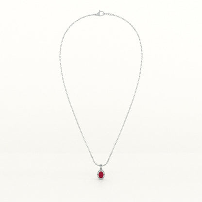 Oval Ruby Glow 925 Sterling Silver Necklace