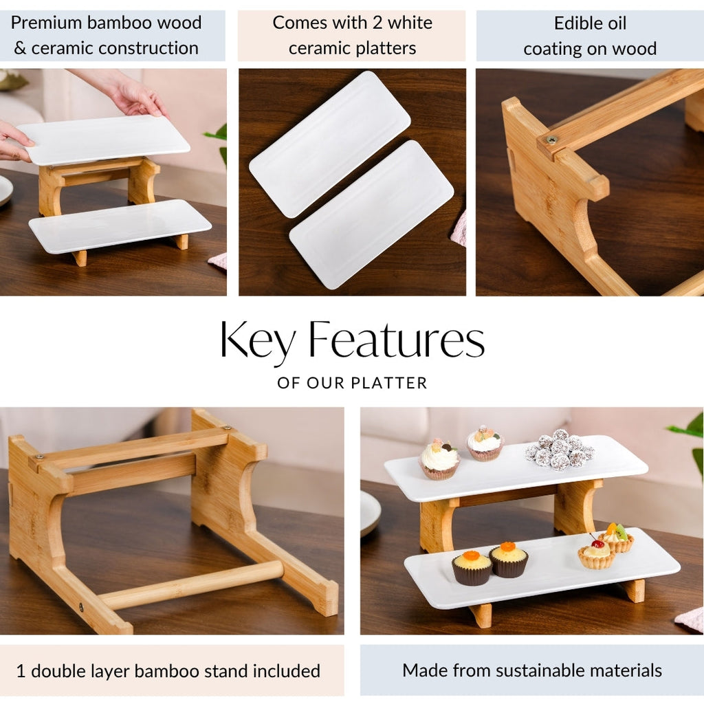 2 Tier Ceramic Dessert Platter