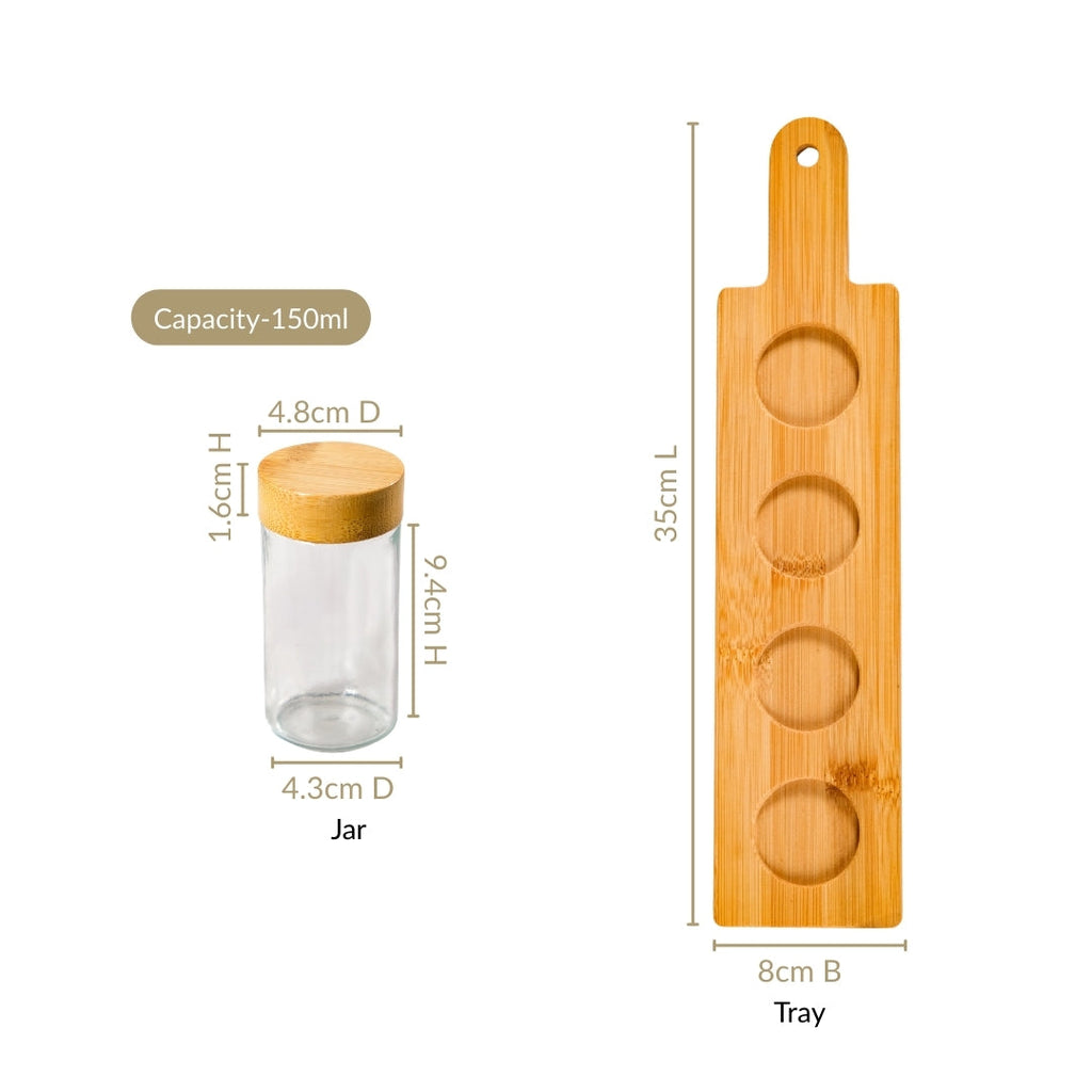 Airtight Seasoning Jars Set Of 4 With Tray
