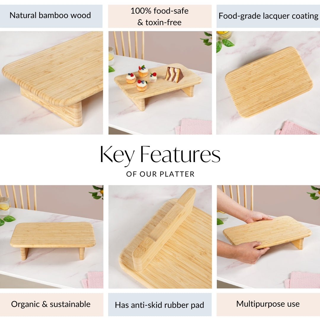 Bamboo Pedestal Serving Platter 13 Inch