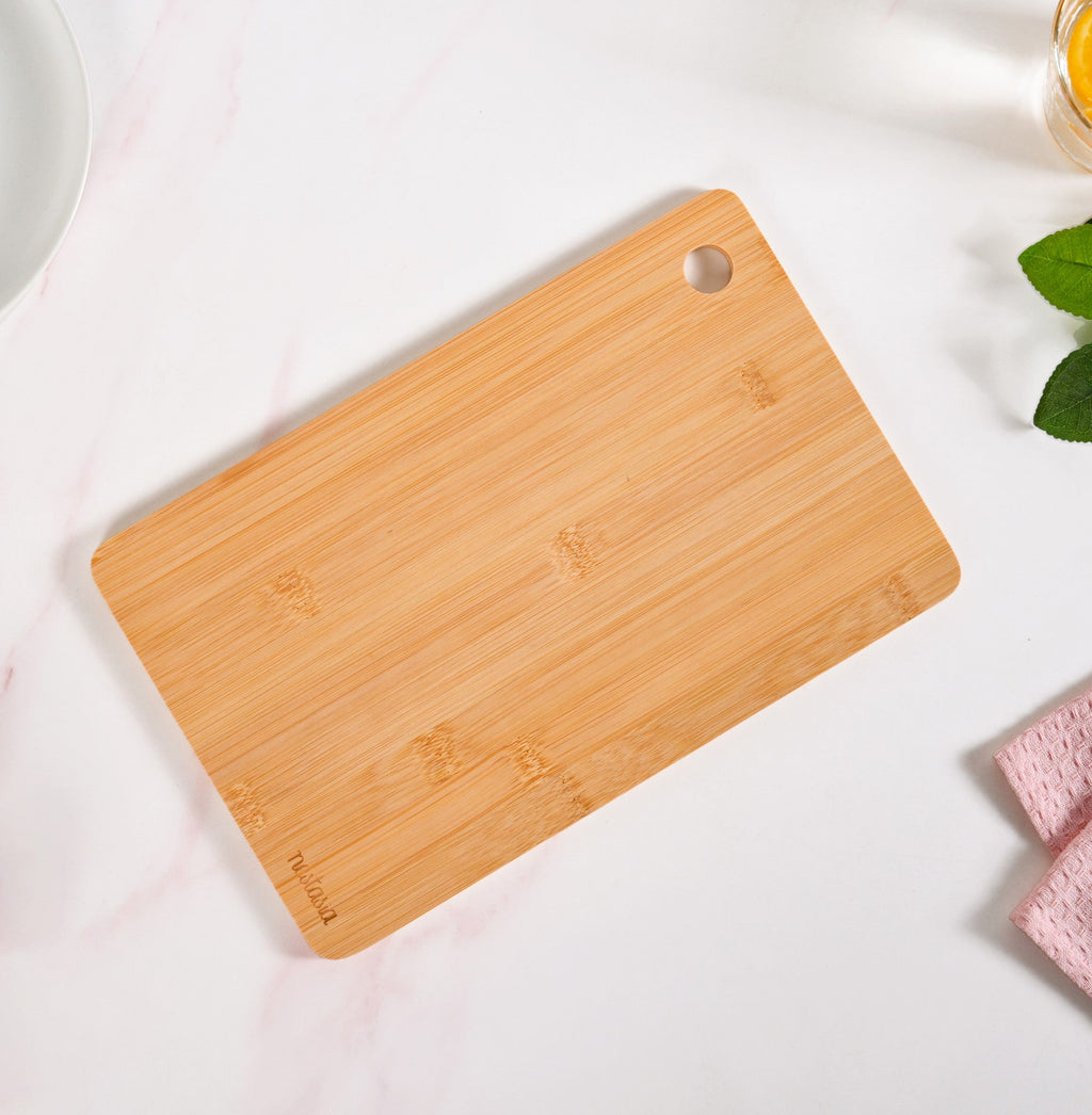 Natural Bamboo Serving Platter Chopping Board Set Of 3