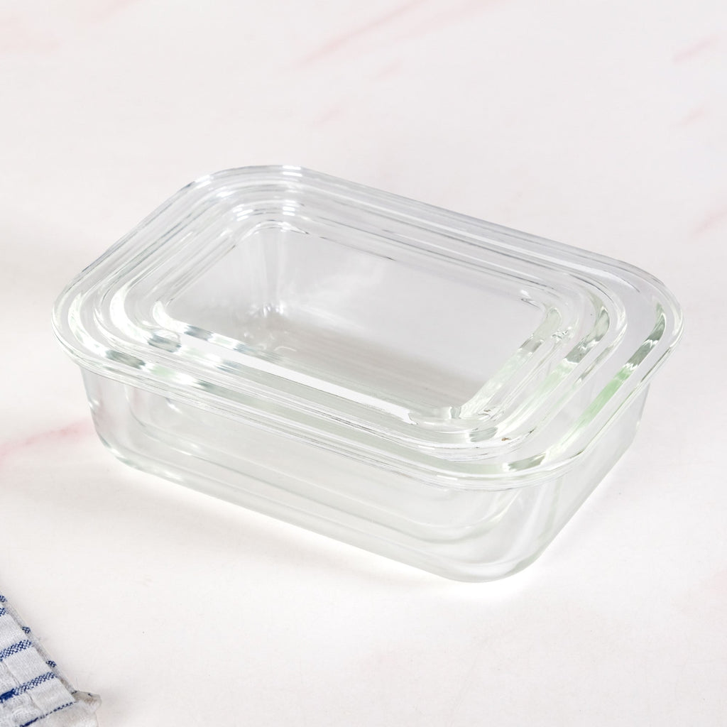 Nestro Microwave Safe Airtight Storage Box Set Of 3 Beige