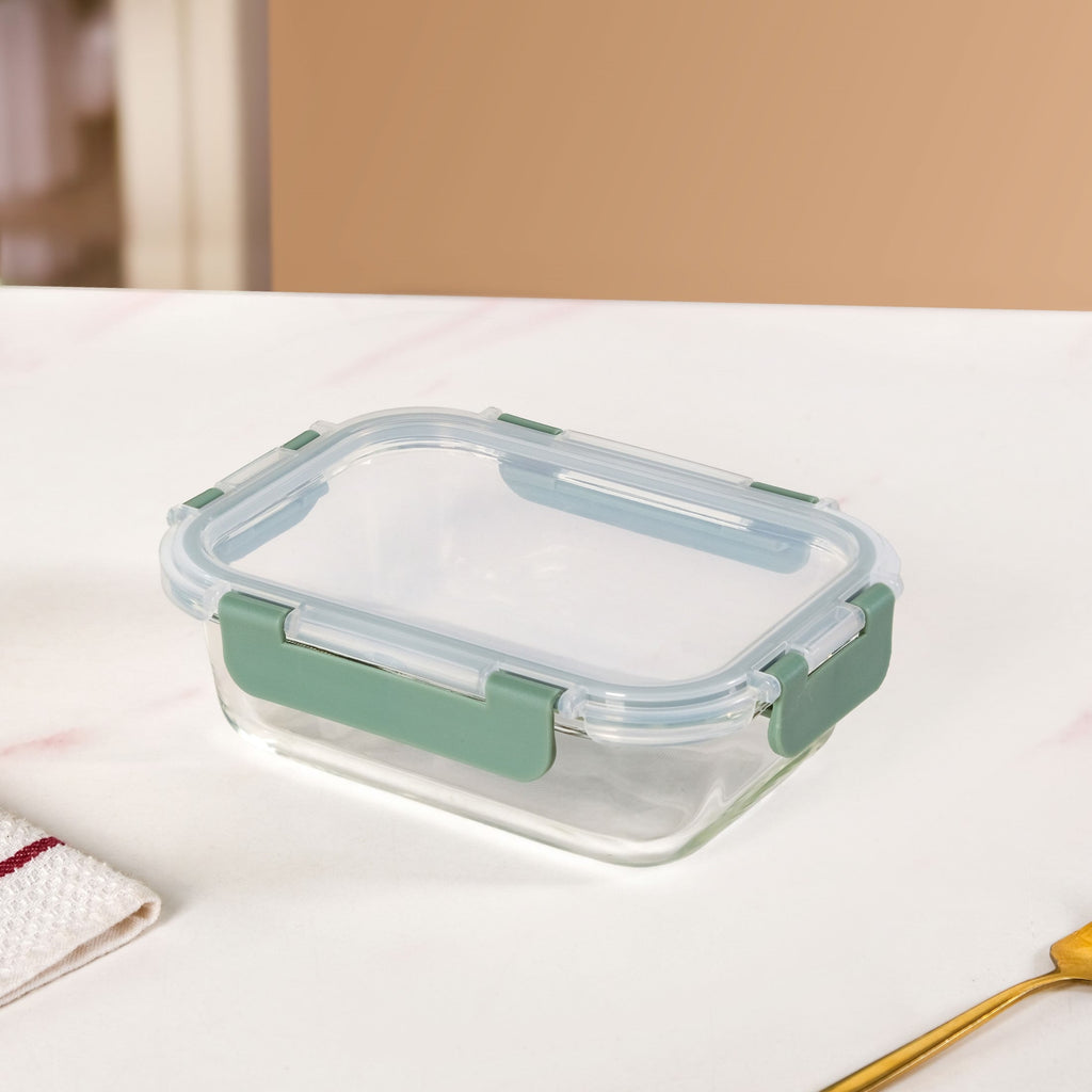 Nestro Microwave Safe Airtight Storage Box Set Of 3 Green