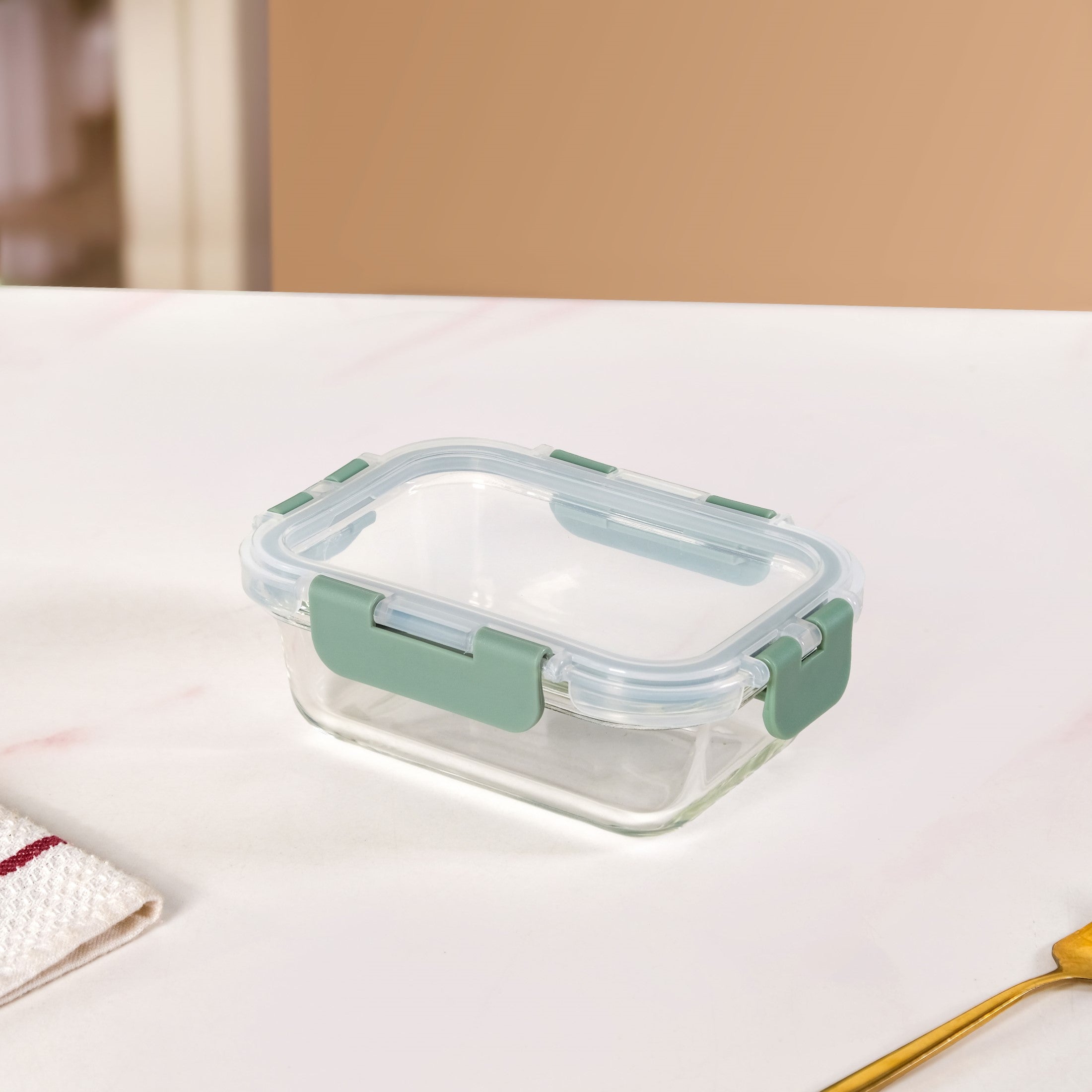 Nestro Microwave Safe Airtight Storage Box Set Of 3 Green