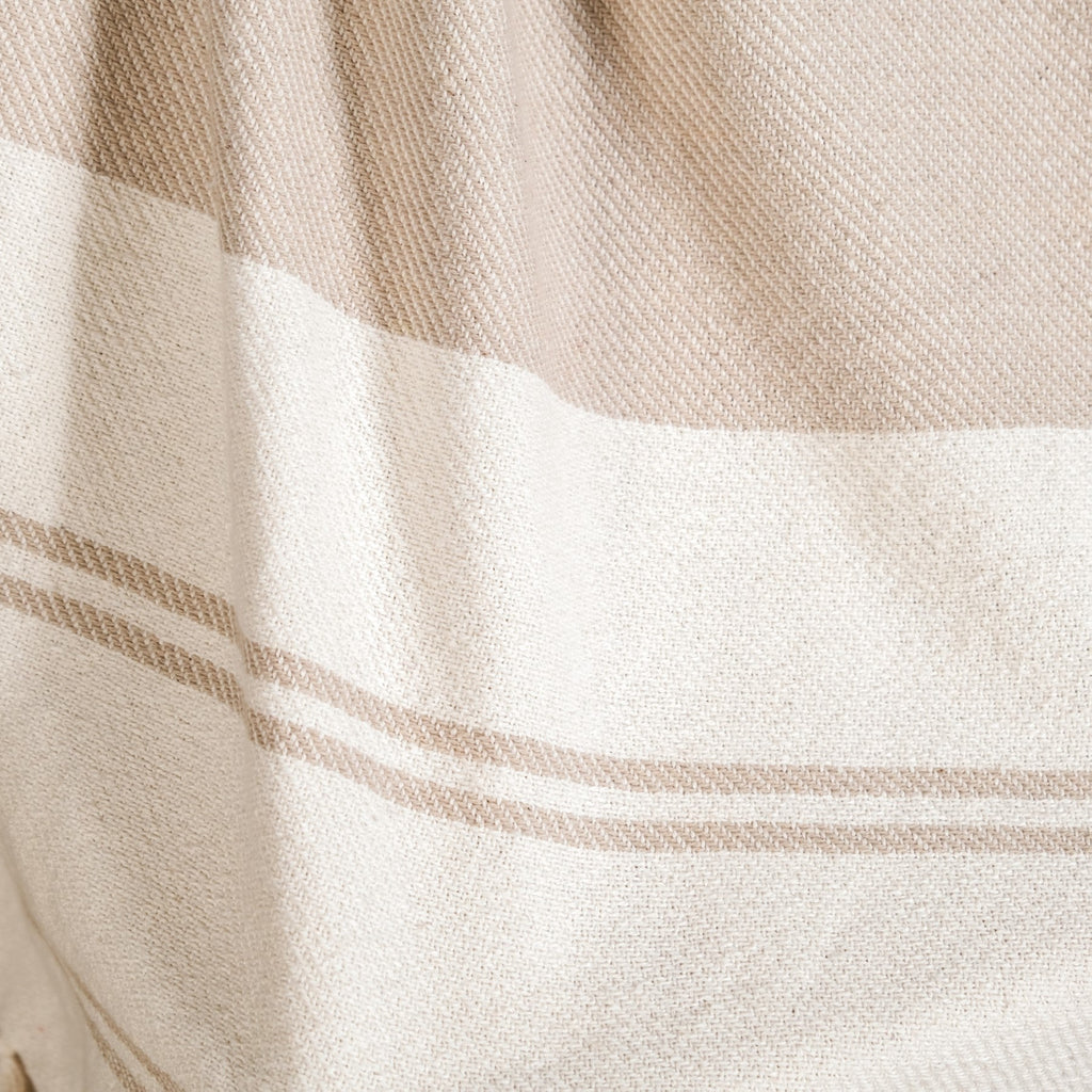 Neutral Greige Cotton Throw With Tassels